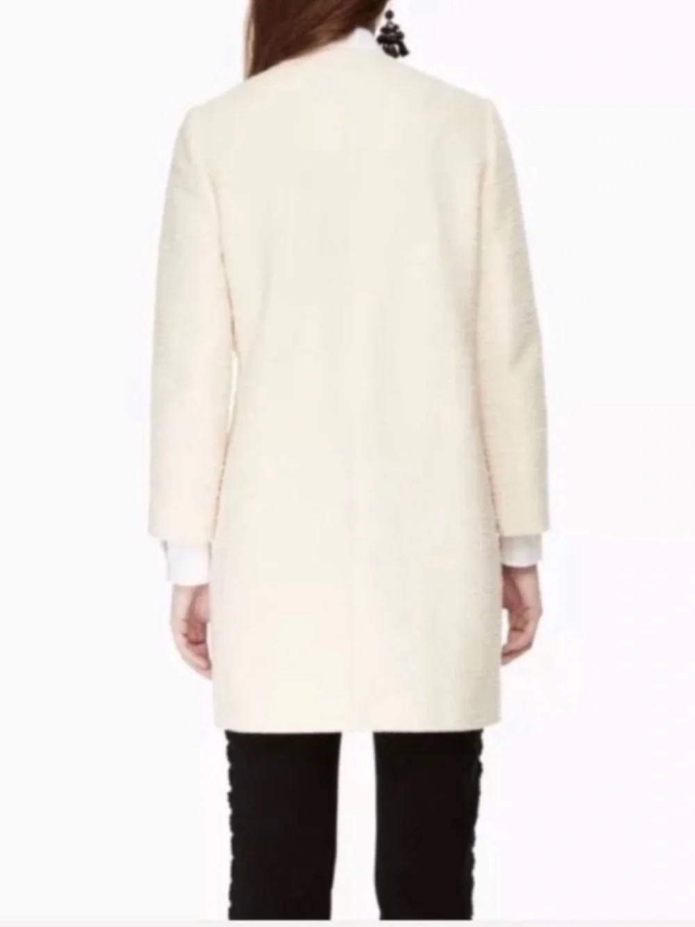 Kate Spade Tweed Corsage Coat Rambling Roses Sand Dune Ivory Sz 6 Retail $598